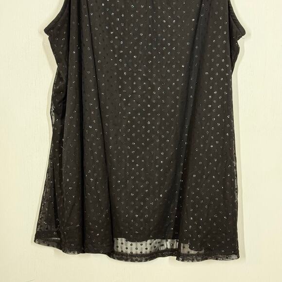 Torrid Cami Tank Top Size 3 Black V-Neck Mesh Shimmer Polka Dot Whimsygoth - Picture 4 of 8